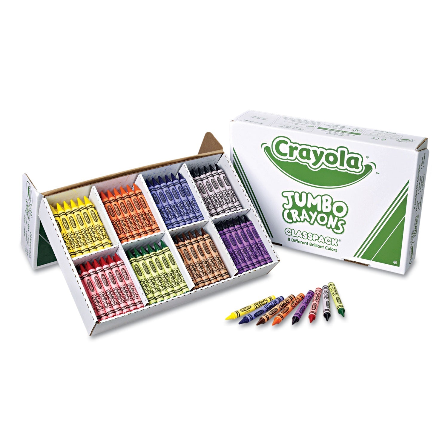 Crayola® Jumbo Classpack Crayons, 25 Each of 8 Colors, 200/Set