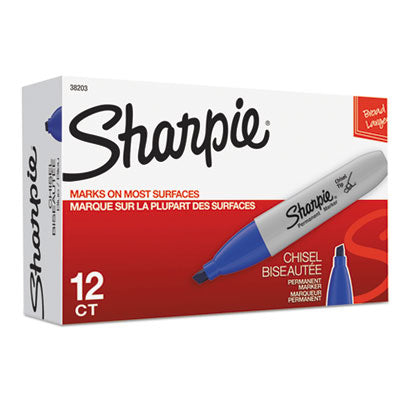 Sharpie® Chisel Tip Permanent Marker, Medium Chisel Tip, Blue, Dozen Flipcost Flipcost