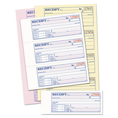 TOPS™ Money and Rent Receipt Book, Account + Payment Sections, Three-Part Carbonless, 7.13 x 2.75, 4 Forms/Sheet, 100 Forms Total Flipcost Flipcost