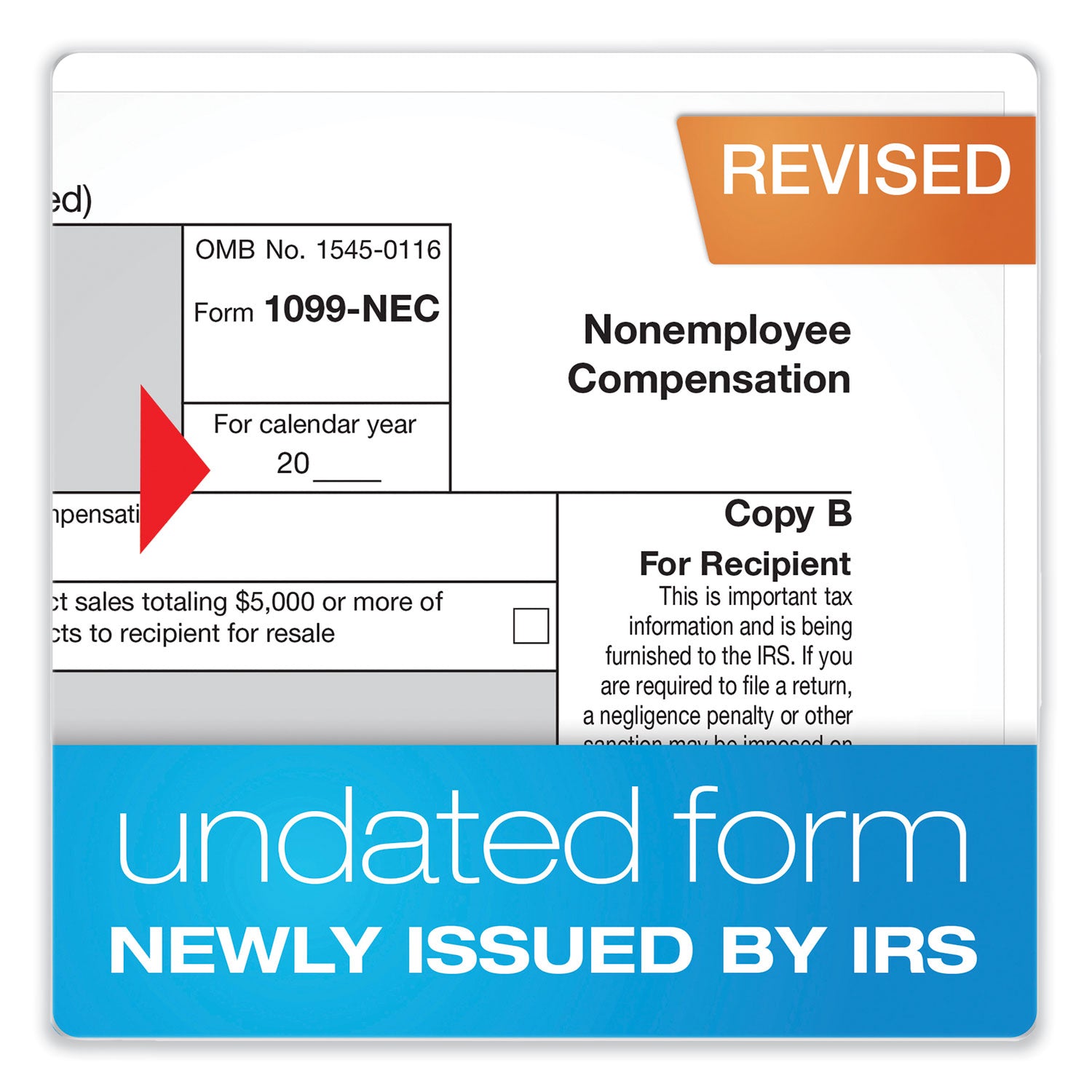 Adams® 1099-NEC + 1096 Tax Form Kit with e-File, Inkjet/Laser, Fiscal Year: 2023, 5-Part, 8.5 x 3.67, 3 Forms/Sheet, 50 Forms Total