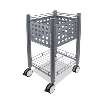 Sidekick Mobile Metal File Cart 1 Shelf, 1 Bin, 13.75" x 15.5" x 26.25", Matte Gray Flipcost Flipcost