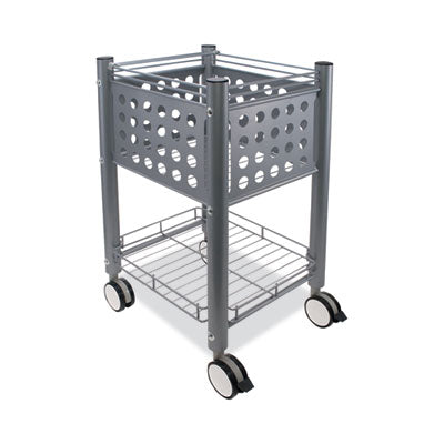 Sidekick Mobile Metal File Cart 1 Shelf, 1 Bin, 13.75" x 15.5" x 26.25", Matte Gray Flipcost Flipcost