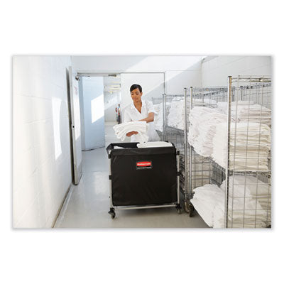 One-Compartment Collapsible X-Cart, Synthetic Fabric, 9.96 cu ft Bin, 24.1" x 35.7" x 34", Black/Silver Flipcost Flipcost