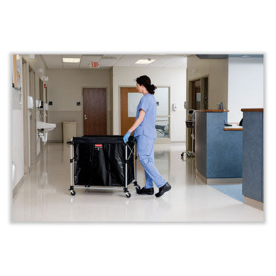 One-Compartment Collapsible X-Cart, Synthetic Fabric, 9.96 cu ft Bin, 24.1" x 35.7" x 34", Black/Silver Flipcost Flipcost