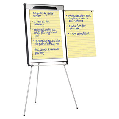 Tripod Extension Bar Magnetic Dry-Erase Easel, 39" to 72" High, Black/Silver Flipcost Flipcost