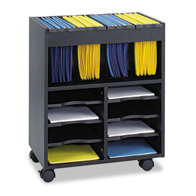 Scoot Open Top Mobile File Cart Metal Shelf, 3 Bins, 28" x 14.75" x 26", Black/Silver Flipcost Flipcost