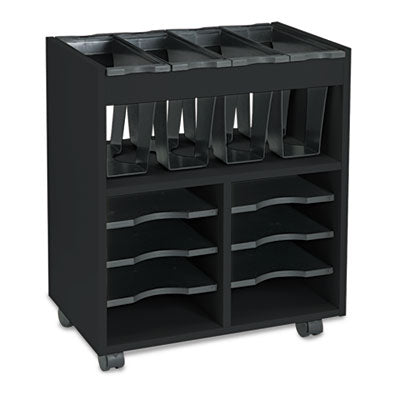 Scoot Open Top Mobile File Cart Metal Shelf, 3 Bins, 28" x 14.75" x 26", Black/Silver Flipcost Flipcost