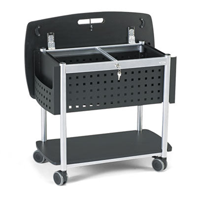 Scoot Mobile File Organizer      , Metal, 2 Shelves, 2 Bins, 29.75" x 18.75" x 27", Black/Silver Flipcost Flipcost