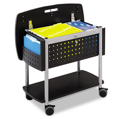 Scoot Mobile File Organizer      , Metal, 2 Shelves, 2 Bins, 29.75" x 18.75" x 27", Black/Silver Flipcost Flipcost