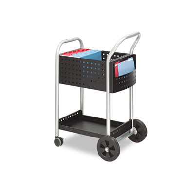 Scoot Dual-Purpose Metal Filing Cart, Metal, 1 Shelf, 2 Bins, 22" x 27" x 40.5", Black/Silver Flipcost Flipcost