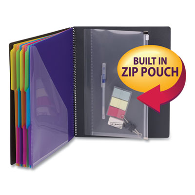 Smead™ Poly Project Organizer, 24 Letter-Size Sleeves, Gray with Bright Pockets Flipcost Flipcost