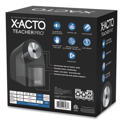 X-ACTO® Model 1675 TeacherPro Classroom Electric Pencil Sharpener, AC-Powered, 4 x 7.5 x 8, Black/Silver/Smoke Flipcost Flipcost