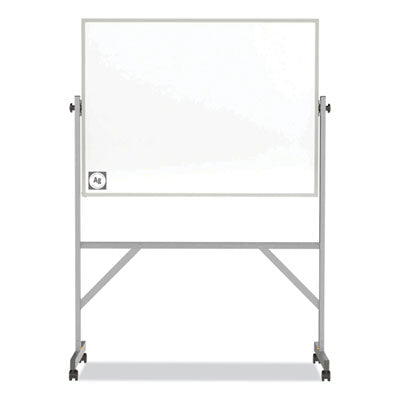 Reversible Magnetic Hygienic Whiteboard, Satin Aluminum Frame/Stand, 48 x 36, White Surface Flipcost Flipcost