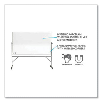 Reversible Magnetic Hygienic Whiteboard, Satin Aluminum Frame/Stand, 48 x 36, White Surface Flipcost Flipcost