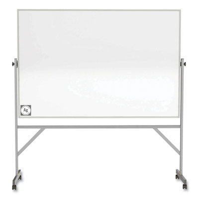 Reversible Magnetic Porcelain Whiteboard , Satin Aluminum Frame/Stand, 72 x 48, White Surface Flipcost Flipcost