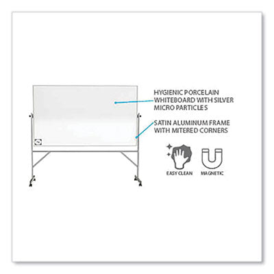 Reversible Magnetic Porcelain Whiteboard , Satin Aluminum Frame/Stand, 72 x 48, White Surface Flipcost Flipcost