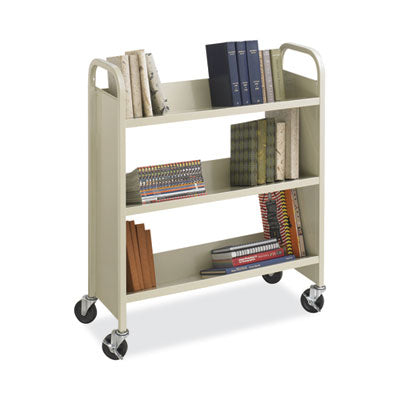 Steel Book Cart 3 Shelves  300 lb Capacity, 36" x 14.5" x 43.5", Sand Flipcost Flipcost