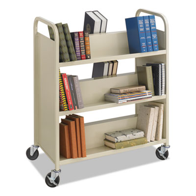 Steel Book Cart 6 Shelves, 300 lb Capacity, 36" x 18.5" x 43.5", Sand Flipcost Flipcost