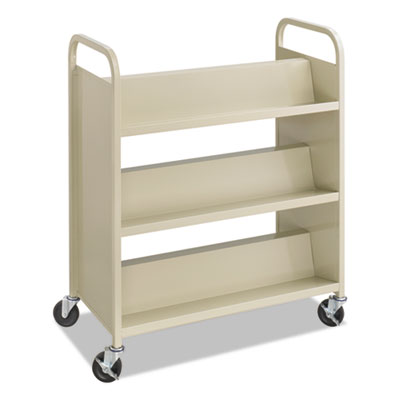 Steel Book Cart 6 Shelves, 300 lb Capacity, 36" x 18.5" x 43.5", Sand Flipcost Flipcost