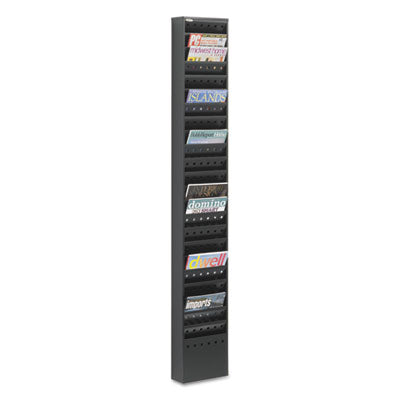 Steel Magazine Rack Black 23 Compartments, 10w x 4d x 65.5h, Flipcost Flipcost