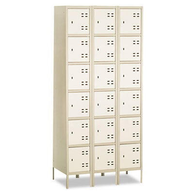 Steel Three-Column Locker, 36w x 18d x 78h, Two-Tone Tan Flipcost Flipcost