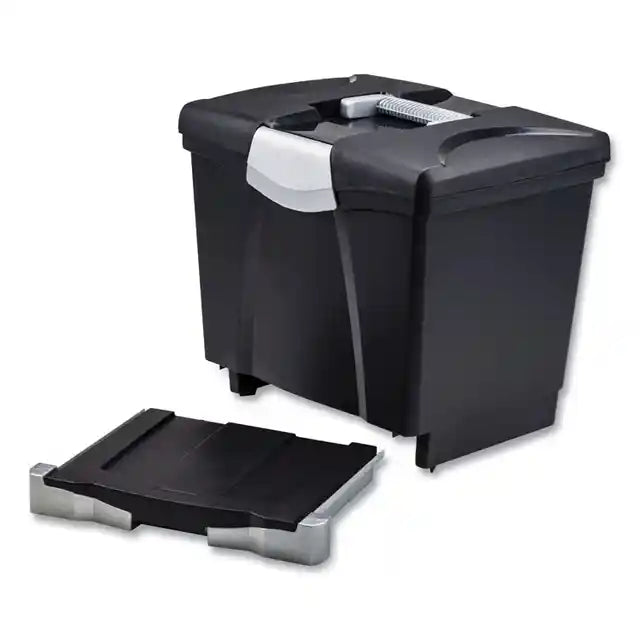 Storex File Box with Tray, Letter, 11.5" x 14.3" x 13", Black, 2/Carton