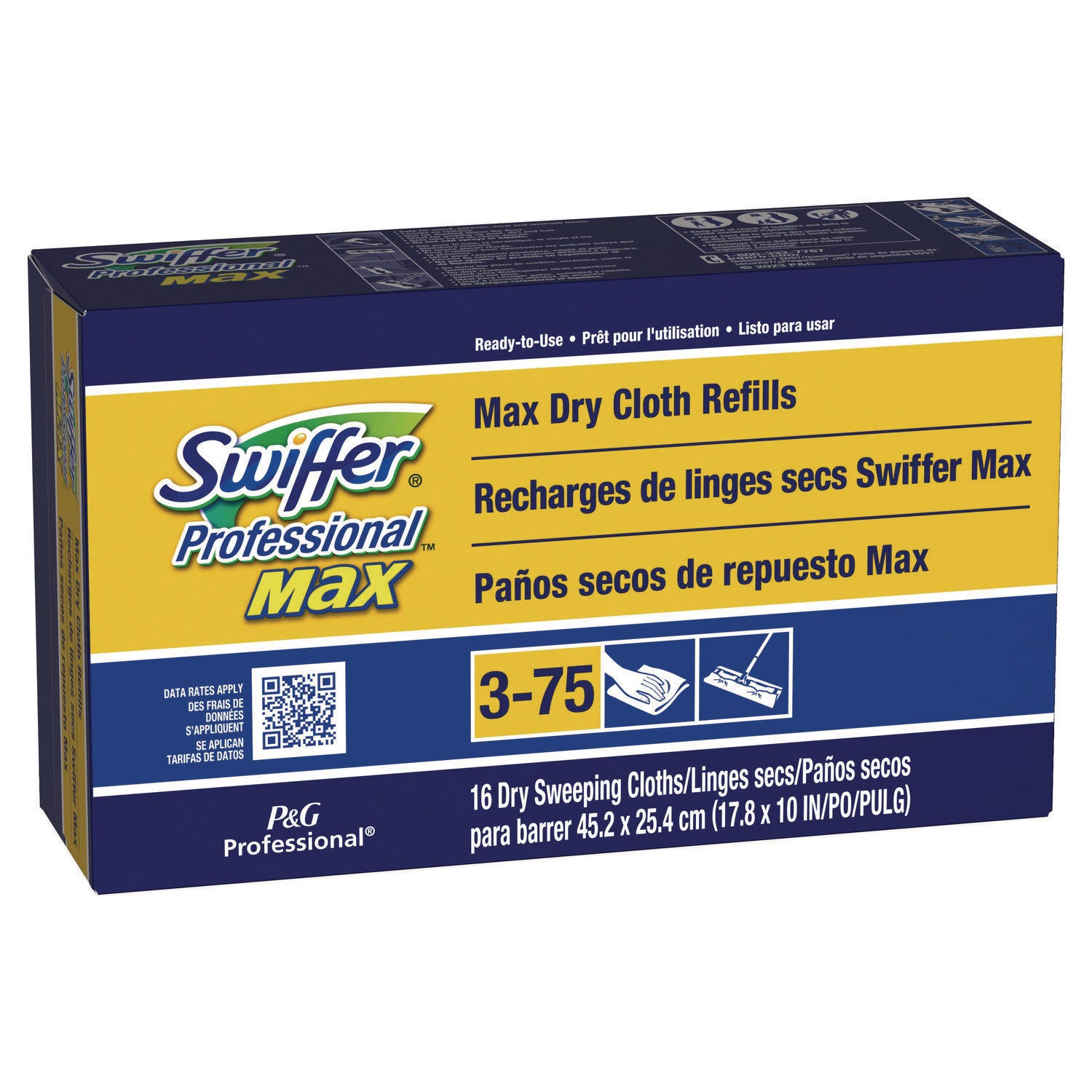 Swiffer® Max/XL Dry Refill Cloths, 17.88 x 10, White, 16/Box, 6 Boxes/Carton