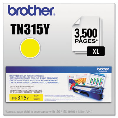 TN315Y High-Yield Brother Genuine Toner, 3,500 Page-Yield, Yellow Flipcost Flipcost