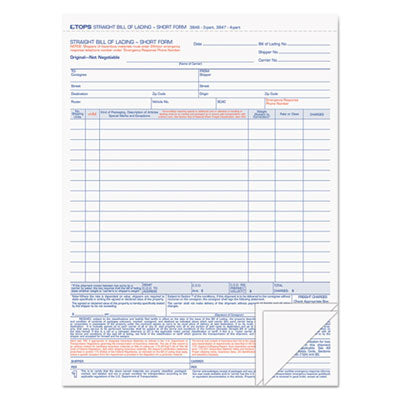 TOPS™ Bill of Lading, Three-Part Carbonless, 8.5 x 11, 50 Forms Total Flipcost Flipcost