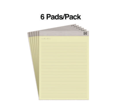 TRU RED™ Notepads, Narrow Rule, 50 Canary Yellow 8.5 x 11.75 Sheets, 6/Pack