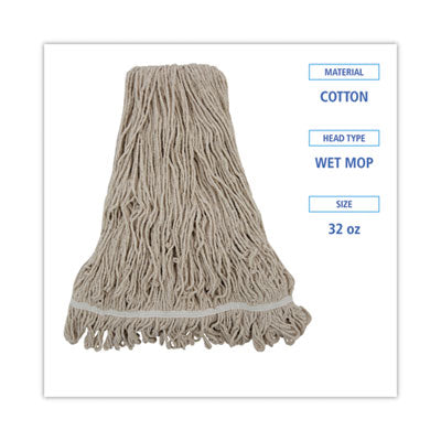 Premium Cotton Mop Head/Tailband, Premium Standard Head, Cotton, 32-Oz., White Flipcost Flipcost