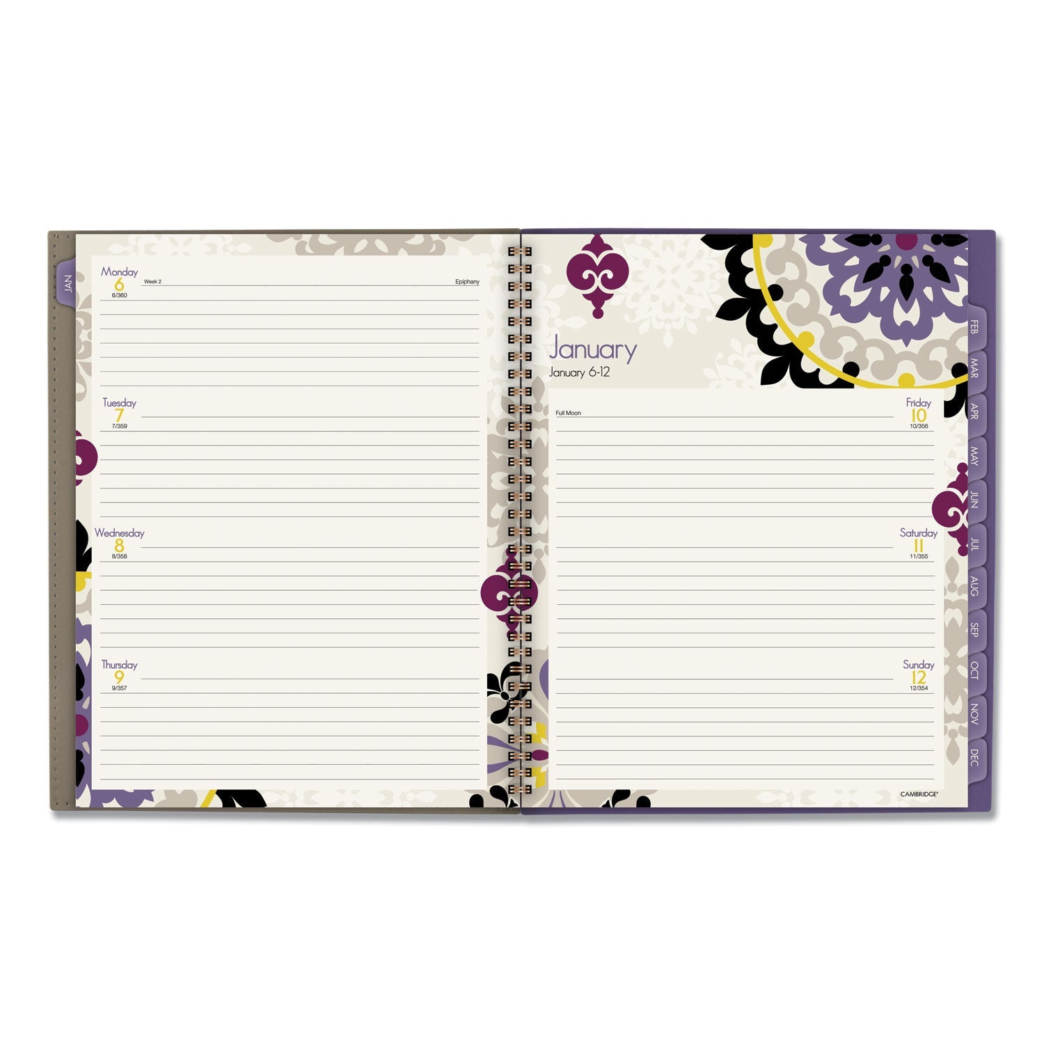 Cambridge® Vienna Weekly/Monthly Appointment Book, Geometric Artwork, 11 x 8.5, Purple/Tan Cover, 12-Month (Jan to Dec): 2025