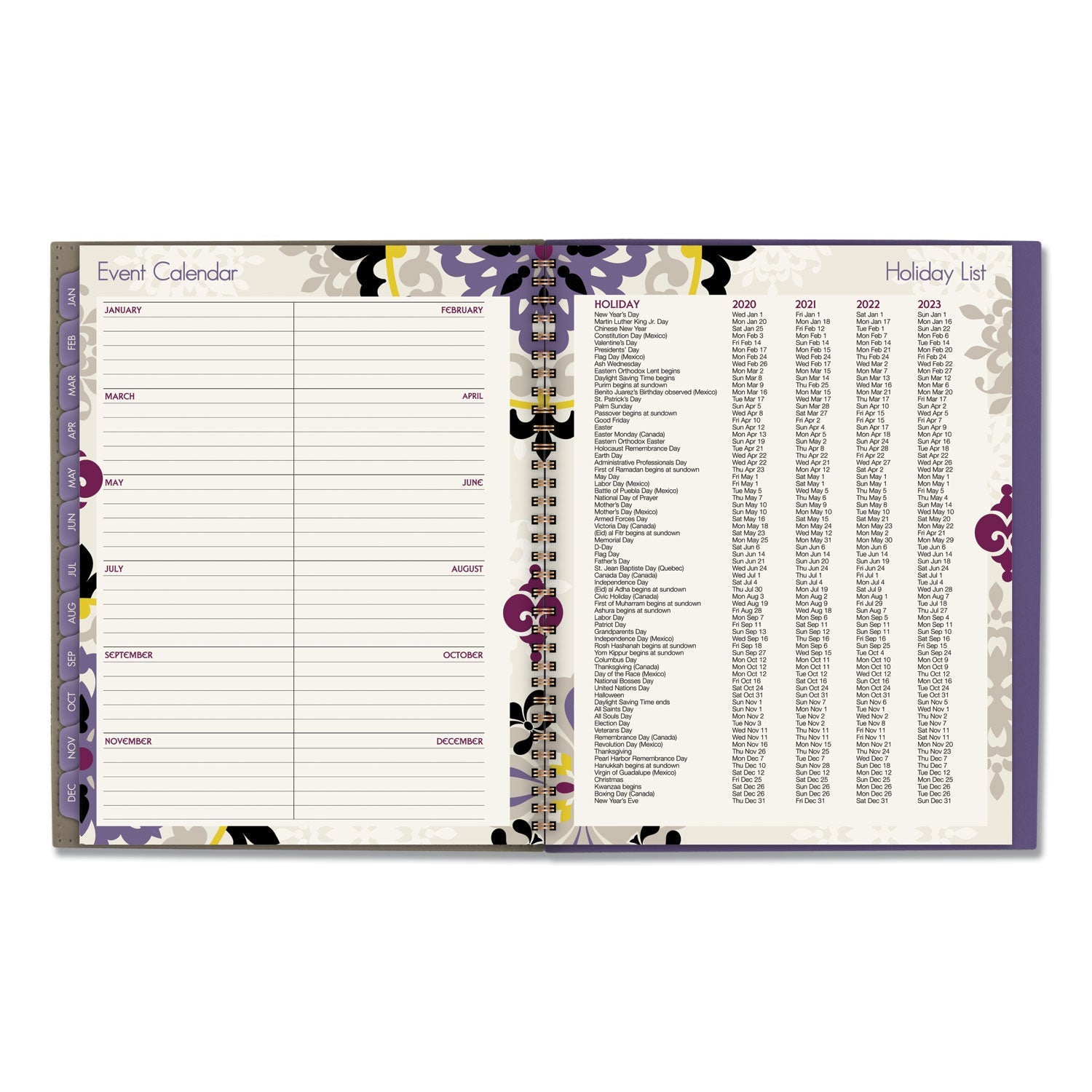 Cambridge® Vienna Weekly/Monthly Appointment Book, Geometric Artwork, 11 x 8.5, Purple/Tan Cover, 12-Month (Jan to Dec): 2025