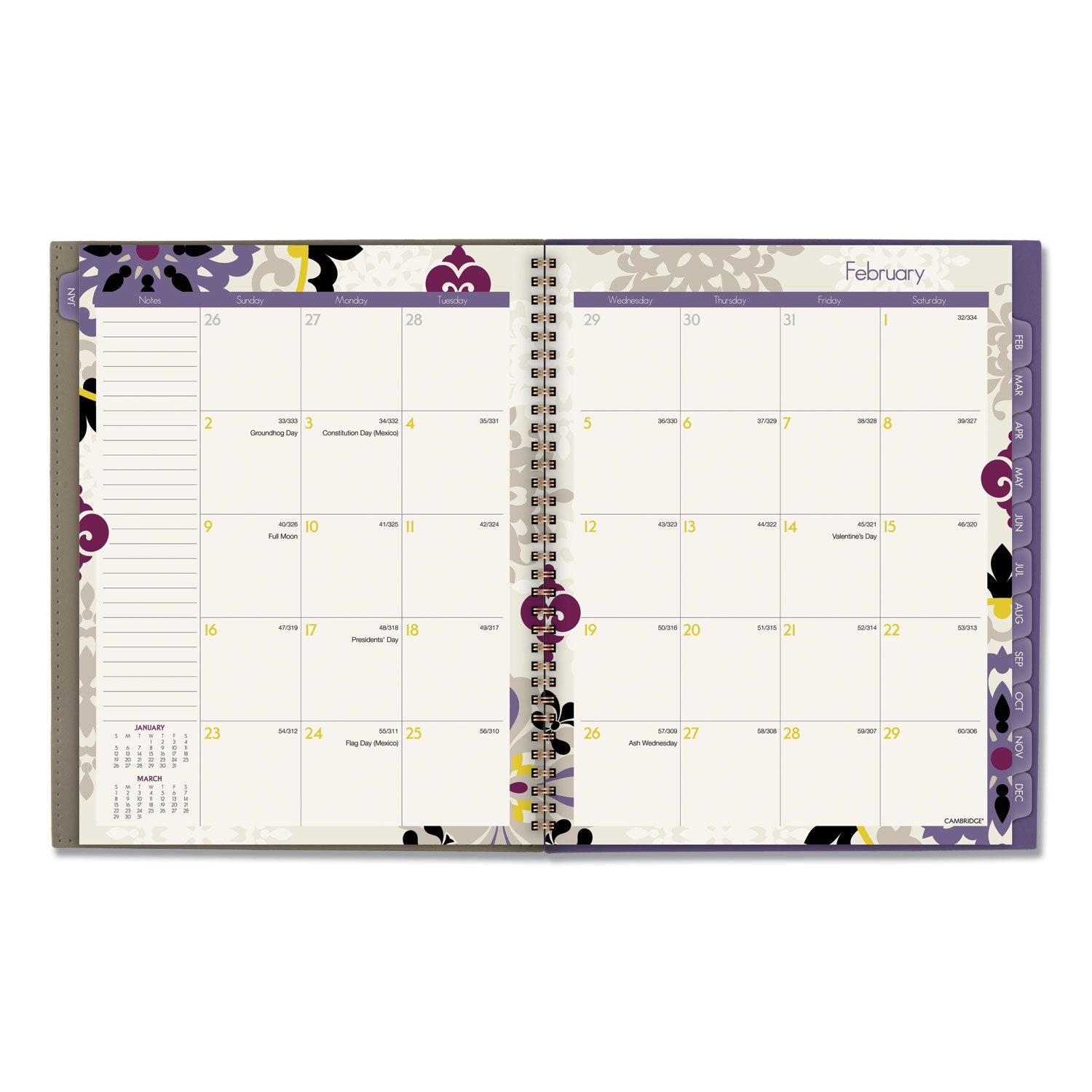 Cambridge® Vienna Weekly/Monthly Appointment Book, Geometric Artwork, 11 x 8.5, Purple/Tan Cover, 12-Month (Jan to Dec): 2025