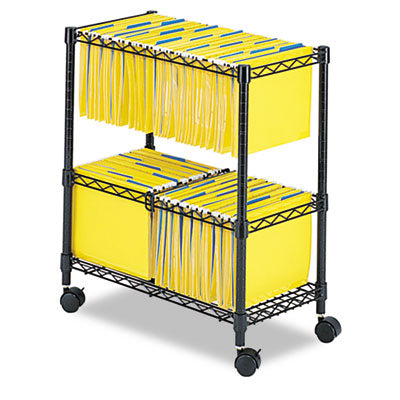 Two-Tier Rolling file cart metal bins, 3 Bins, 25.75" x 14" x 29.75", Black Flipcost Flipcost