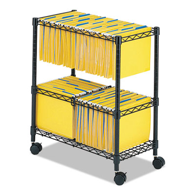 Two-Tier Rolling file cart metal bins, 3 Bins, 25.75" x 14" x 29.75", Black Flipcost Flipcost