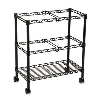 Two-Tier Rolling file cart metal bins, 3 Bins, 25.75" x 14" x 29.75", Black Flipcost Flipcost