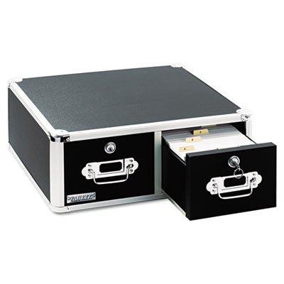 Vaultz Locking Two-Drawer Index Card Box, Holds 3,000 4 x 6 Cards, 17.5 x 14 x 6.5, Black Flipcost Flipcost