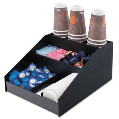 Vertiflex® Commercial Grade Horizontal Condiment Organizer, 9 Compartments, 12 x 16 x 7.5, Black Flipcost Flipcost