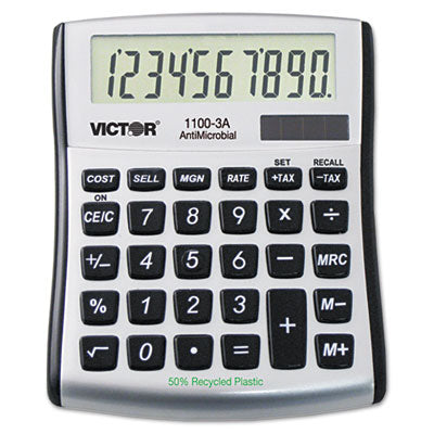 Victor® 1100-3A Antimicrobial Compact Desktop Calculator, 10-Digit LCD Flipcost Flipcost