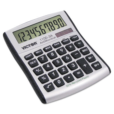 Victor® 1100-3A Antimicrobial Compact Desktop Calculator, 10-Digit LCD Flipcost Flipcost