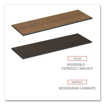 Reversible Laminate Table Top, Rectangular, 71.5w x 23.63d, Espresso/Walnut Flipcost Flipcost