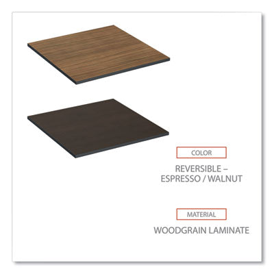 Reversible Laminate Table Top, Square, 35.38w x 35.38d, Espresso/Walnut Flipcost Flipcost