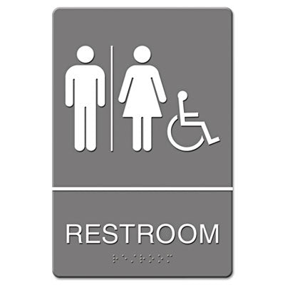 Headline® Sign ADA Sign, Restroom/Wheelchair Accessible Tactile Symbol, Molded Plastic, 6 x 9 Flipcost Flipcost