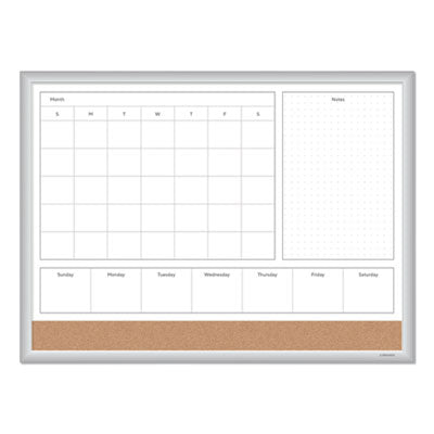 U Brands 4N1 Magnetic Dry Erase Combo Board, 23 x 17, Tan/White Surface, Silver Aluminum Frame Flipcost Flipcost