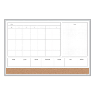 U Brands 4N1 Magnetic Dry Erase Combo Board, 35 x 23, Tan/White Surface, Silver Aluminum Frame Flipcost Flipcost