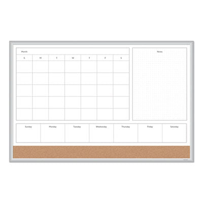 U Brands 4N1 Magnetic Dry Erase Combo Board, 35 x 23, Tan/White Surface, Silver Aluminum Frame Flipcost Flipcost