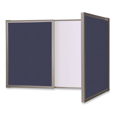 Whiteboard Cabinet with Bulletin Doors, Blue Fabric, 36x24, Aluminum Frame Flipcost Flipcost