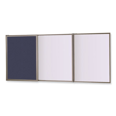 Whiteboard Cabinet with Bulletin Doors, Blue Fabric, 36x24, Aluminum Frame Flipcost Flipcost