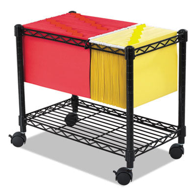 Wire Metal Mobile File Organizer, 1 Shelf, 2 Bins, 14" x 24" x 20.5", Black Flipcost Flipcost